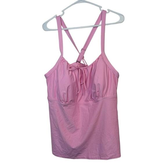 NWOT Land’s End Tie Front Underwire Tankini Top Size 22W Wild Blossom Pink - Picture 1 of 8
